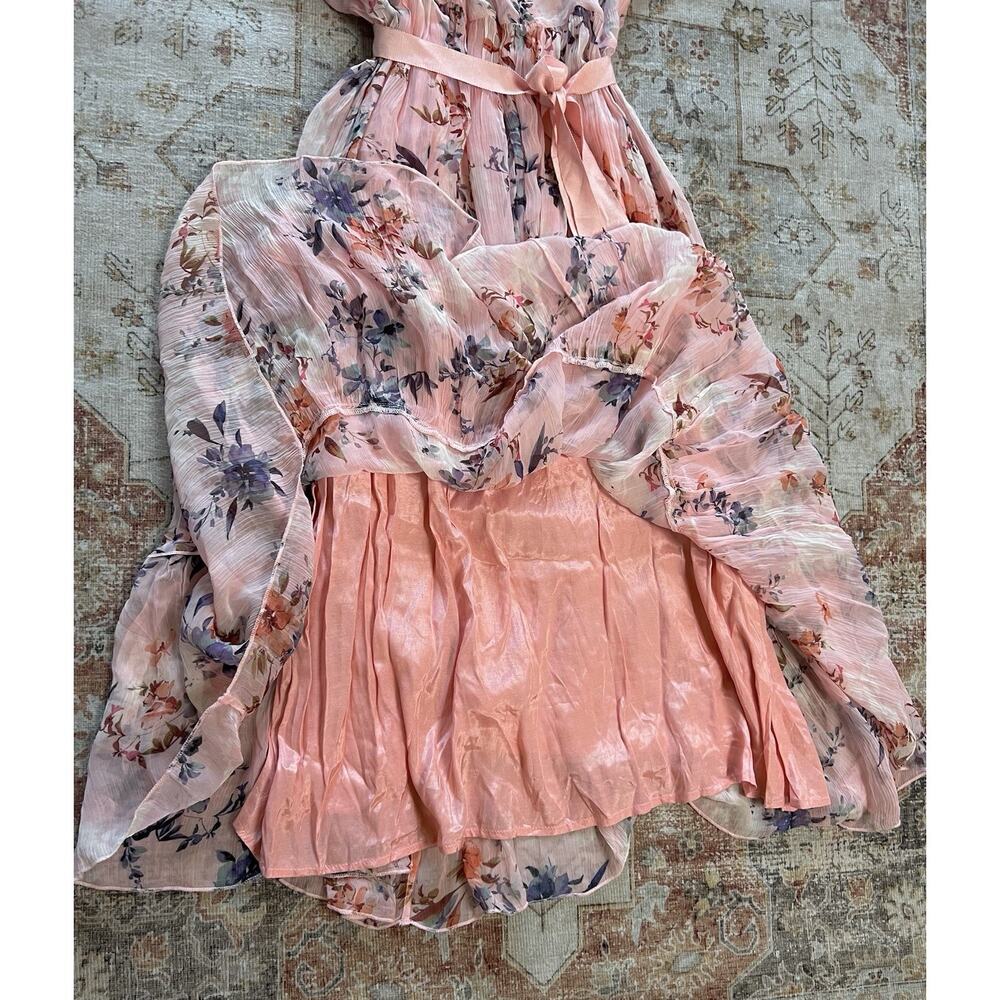 Sundance Alexandria Catalog Pink Floral Chiffon Midi Dress Size L NWT Spring - Picture 4 of 7